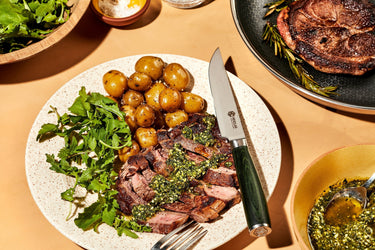 Pan Seared Lamb Steak, Watercress and Mint Pesto