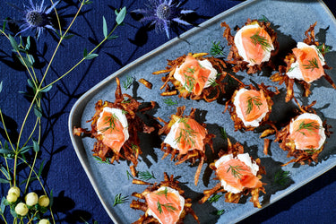 Hawaij Latke with Labneh & Gravlax
